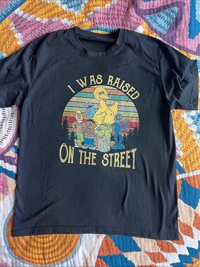 Sesame Street Black Graphic Tee with Multicolor Character Print